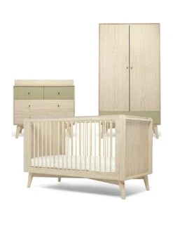 Mamas & Papas Coxley 3 Piece Cotbed Range - Natural/Olive Green -FurniHaven Shop VAVPQ SQ2 0000000068 OLIVE RSr