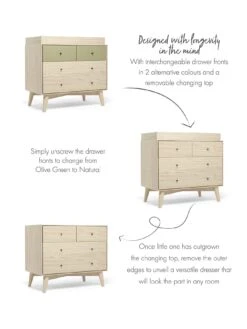 Mamas & Papas Coxley 3 Piece Cotbed Range - Natural/Olive Green -FurniHaven Shop VAVPQ SQ4 0000000068 OLIVE SLd