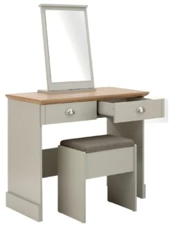 GFW Kendal Dressing Table, Stool And Mirror Set -FurniHaven Shop VB158 SQ5 0000000005 GREY SLd1
