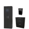 SWIFT Montreal Gloss 3 piece Ready Assembled Package – 2 Door Wardrobe, 3 Drawer Chest And 1 Drawer Bedside Table - Black -FurniHaven Shop VBTTB SQ1 0000000004 BLACK SLf