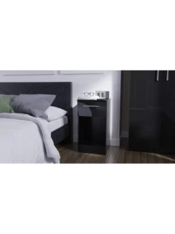 SWIFT Montreal Gloss 3 piece Ready Assembled Package – 2 Door Wardrobe, 3 Drawer Chest And 1 Drawer Bedside Table - Black -FurniHaven Shop VBTTB SQ4 0000000004 BLACK SLd