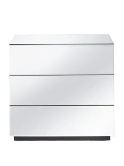 Valour Ready Assembled Mirrored 3 Drawer Wide Chest -FurniHaven Shop VBYSL SQ2 0000014410 GREY MIRROR SLf