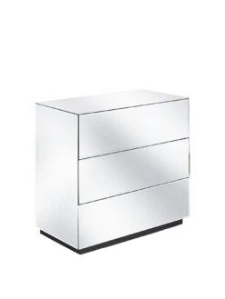 Valour Ready Assembled Mirrored 3 Drawer Wide Chest -FurniHaven Shop VBYSL SQ3 0000014410 GREY MIRROR SLa