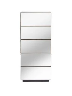 Valour Ready Assembled Mirrored 5 Drawer Tallboy -FurniHaven Shop VBYSN SQ2 0000014410 GREY MIRROR SLf