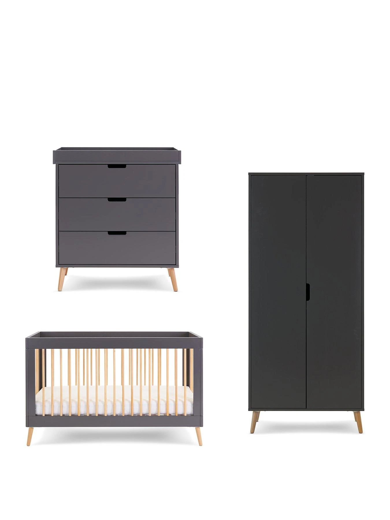 Obaby Maya 3 Piece Room Set - Slate With Natural 3 Obaby Maya 3 Piece Room Set - Slate With Natural