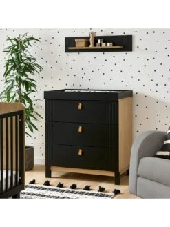 CuddleCo Rafi 3 Piece Nursery Furniture Set - Oak And Black -FurniHaven Shop VDX4L SQ4 0000000088 NO COLOR SLd