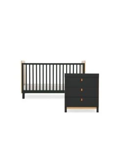 CuddleCo Rafi 2-Piece Nursery Furniture Set - Oak And Black -FurniHaven Shop VDX4M SQ6 0000000088 NO COLOR SLd2