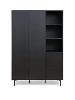 Very Home Hava 2 Door, 2 Drawer Wardrobe With Open Shelves -FurniHaven Shop VE1TM SQ2 0000000004 BLACK SLf