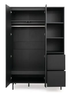 Very Home Hava 2 Door, 2 Drawer Wardrobe With Open Shelves -FurniHaven Shop VE1TM SQ4 0000000004 BLACK SLd