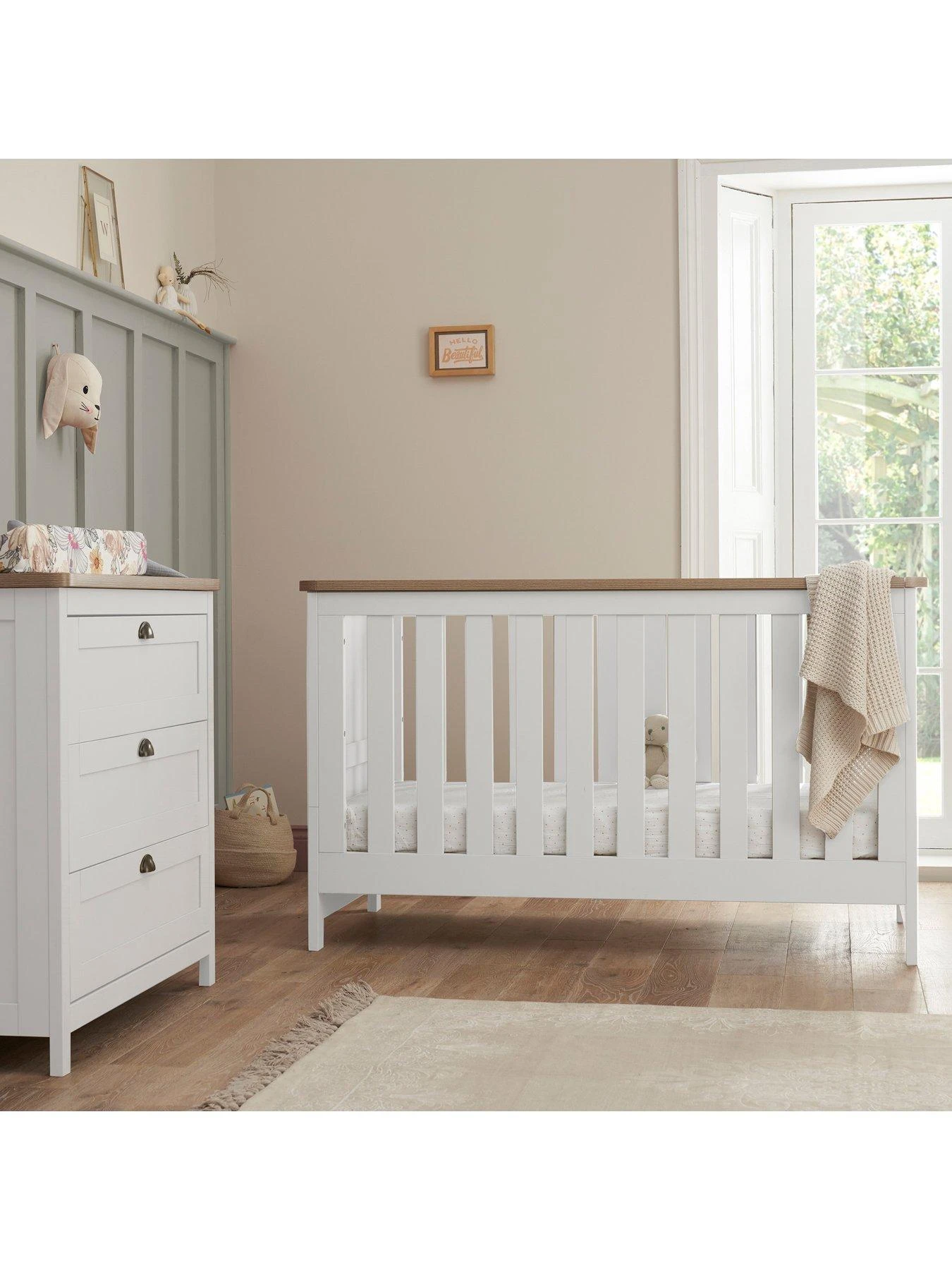 Tutti Bambini Verona 2 Piece Nursery Furniture Room Set - White/Oak 3 Tutti Bambini Verona 2 Piece Nursery Furniture Room Set - White/Oak