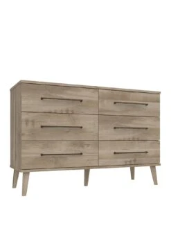 One Call Tuscany Ready Assembled Wide 3 + 3 Drawer Chest -FurniHaven Shop VFRGU SQ2 0000000006 OAK SLf