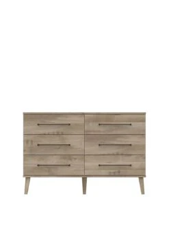 One Call Tuscany Ready Assembled Wide 3 + 3 Drawer Chest -FurniHaven Shop VFRGU SQ3 0000000006 OAK SLa
