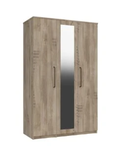 One Call Tuscany Ready Assembled 3 Door Mirrored Wardrobe -FurniHaven Shop VFRGW SQ2 0000000006 OAK SLf