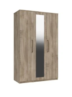 One Call Tuscany Part Assembled 3 Piece Package - 3 Door Mirrored Wardrobe, 5 Drawer Chest And 2 Bedside Chests -FurniHaven Shop VFRGZ SQ2 0000000006 OAK SLf