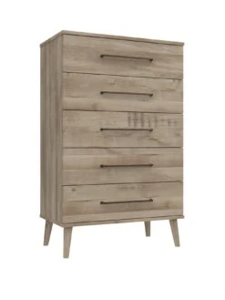One Call Tuscany Part Assembled 3 Piece Package - 3 Door Mirrored Wardrobe, 5 Drawer Chest And 2 Bedside Chests -FurniHaven Shop VFRGZ SQ3 0000000006 OAK SLa