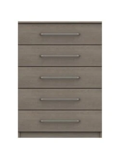 One Call Reagon Ready Assembled 4 Piece Package - 2 Door Wardrobe, 5 Drawer Chest And 2 Bedside Chests -FurniHaven Shop VFRHP SQ4 0000000006 OAK SLd