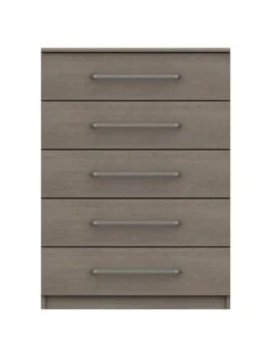 One Call Reagon Part Assembled 3 Piece Package - 3 Door Mirrored Wardrobe, 5 Drawer Chest And 2 Bedside Chests -FurniHaven Shop VFRHQ SQ4 0000000006 OAK SLd