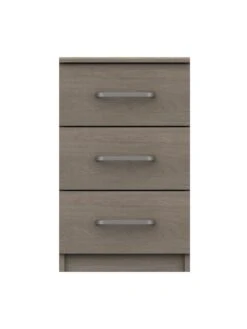 One Call Reagon Part Assembled 3 Piece Package - 3 Door Mirrored Wardrobe, 5 Drawer Chest And 2 Bedside Chests -FurniHaven Shop VFRHQ SQ5 0000000006 OAK SLd1