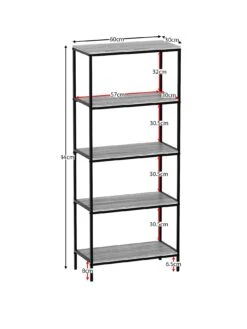 Vida Designs Brooklyn 5 Tier Bookcase - Grey Oak -FurniHaven Shop VGOSH SQ2 0000006131 GREY OAK SLf