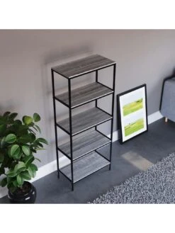 Vida Designs Brooklyn 5 Tier Bookcase - Grey Oak -FurniHaven Shop VGOSH SQ4 0000006131 GREY OAK SLd