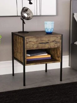 Vida Designs Brooklyn 1 Drawer Bedside Chest - Dark Oak