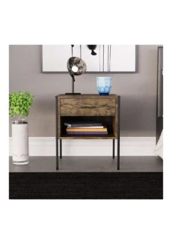 Vida Designs Brooklyn 1 Drawer Bedside Chest - Dark Oak -FurniHaven Shop VGOSI SQ3 0000000558 DARK OAK SLa