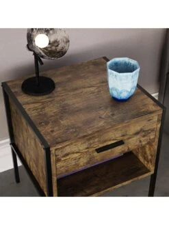 Vida Designs Brooklyn 1 Drawer Bedside Chest - Dark Oak -FurniHaven Shop VGOSI SQ5 0000000558 DARK OAK SLd1