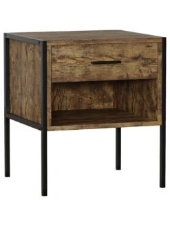 Vida Designs Brooklyn 1 Drawer Bedside Chest - Dark Oak -FurniHaven Shop VGOSI SQ6 0000000558 DARK OAK SLd2