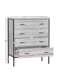 Vida Designs Brooklyn 4 Drawer Chest - Grey Oak -FurniHaven Shop VGOSL SQ2 0000006131 GREY OAK SLf