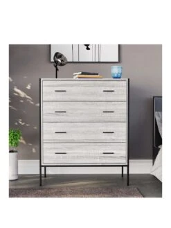 Vida Designs Brooklyn 4 Drawer Chest - Grey Oak -FurniHaven Shop VGOSL SQ3 0000006131 GREY OAK SLa