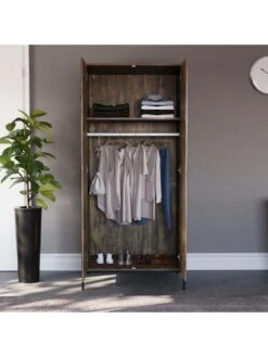 Vida Designs Brooklyn 2 Door Wardrobe - Dark Oak -FurniHaven Shop VGOSM SQ4 0000000558 DARK OAK SLd