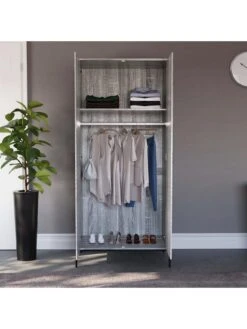 Vida Designs Brooklyn 2 Door Wardrobe - Grey Oak -FurniHaven Shop VGOSN SQ4 0000006131 GREY OAK SLd
