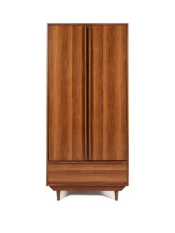 Marcel 2 Door, 1 Drawer Wardrobe -FurniHaven Shop VHXXF SQ2 0000000007 WALNUT SLf