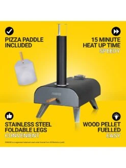 Zanussi Black Painted Wood Pellet Black Pizza Oven With Paddle & Cover -FurniHaven Shop VIZVZ SQ2 0000000088 NO COLOR SLd