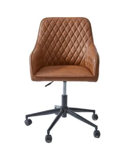Very Home Diamond Faux Leather Office Chair - Tan -FurniHaven Shop VJAOY SQ2 0000000011 TAN SLf