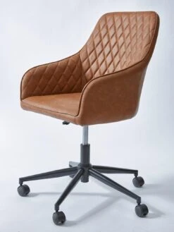 Very Home Diamond Faux Leather Office Chair - Tan -FurniHaven Shop VJAOY SQ3 0000000011 TAN SLd