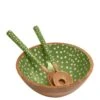 Dexam Sintra Mango Wood Spotted Salad Bowl And Serving Spoons Set In Green -FurniHaven Shop VJETI SQ1 0000000088 NO COLOR SLf