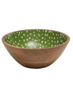 Dexam Sintra Mango Wood Spotted Salad Bowl And Serving Spoons Set In Green -FurniHaven Shop VJETI SQ2 0000000088 NO COLOR SLd