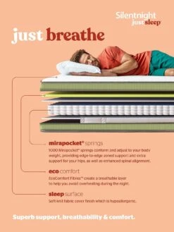 Silentnight Just Sleep Breathe Eco 1000 Pocket Mattress 16 Silentnight Just Sleep Breathe Eco 1000 Pocket Mattress -FurniHaven Shop VJL39 SQ7 0000000013 WHITE DGy