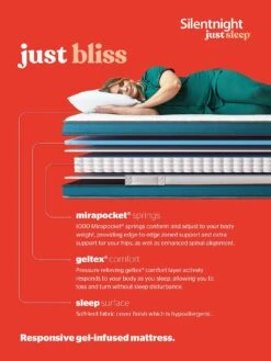 Silentnight Just Sleep Bliss Gel 1000 Pocket Mattress -FurniHaven Shop VJL3P SQ7 0000000013 WHITE DGy