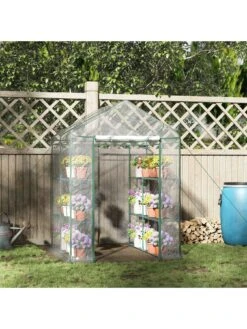 OutSunny Steel Frame Walk-In Greenhouse - Deep Green -FurniHaven Shop VJO4X SQ2 0000000099 N A SLd