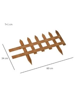 OutSunny Pack Of 12 Wooden Border Fences for Lawn Or Border - Brown -FurniHaven Shop VJO5A SQ3 0000000099 N A SLd1