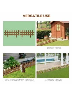 OutSunny Pack Of 12 Wooden Border Fences for Lawn Or Border - Brown -FurniHaven Shop VJO5A SQ5 0000000099 N A SLd3