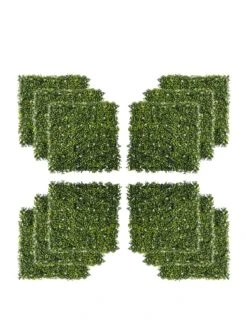OutSunny 12-Piece 50cm X 50cm Artificial Boxwood Wall Panel - Milan Grass, Privacy Fence Screen