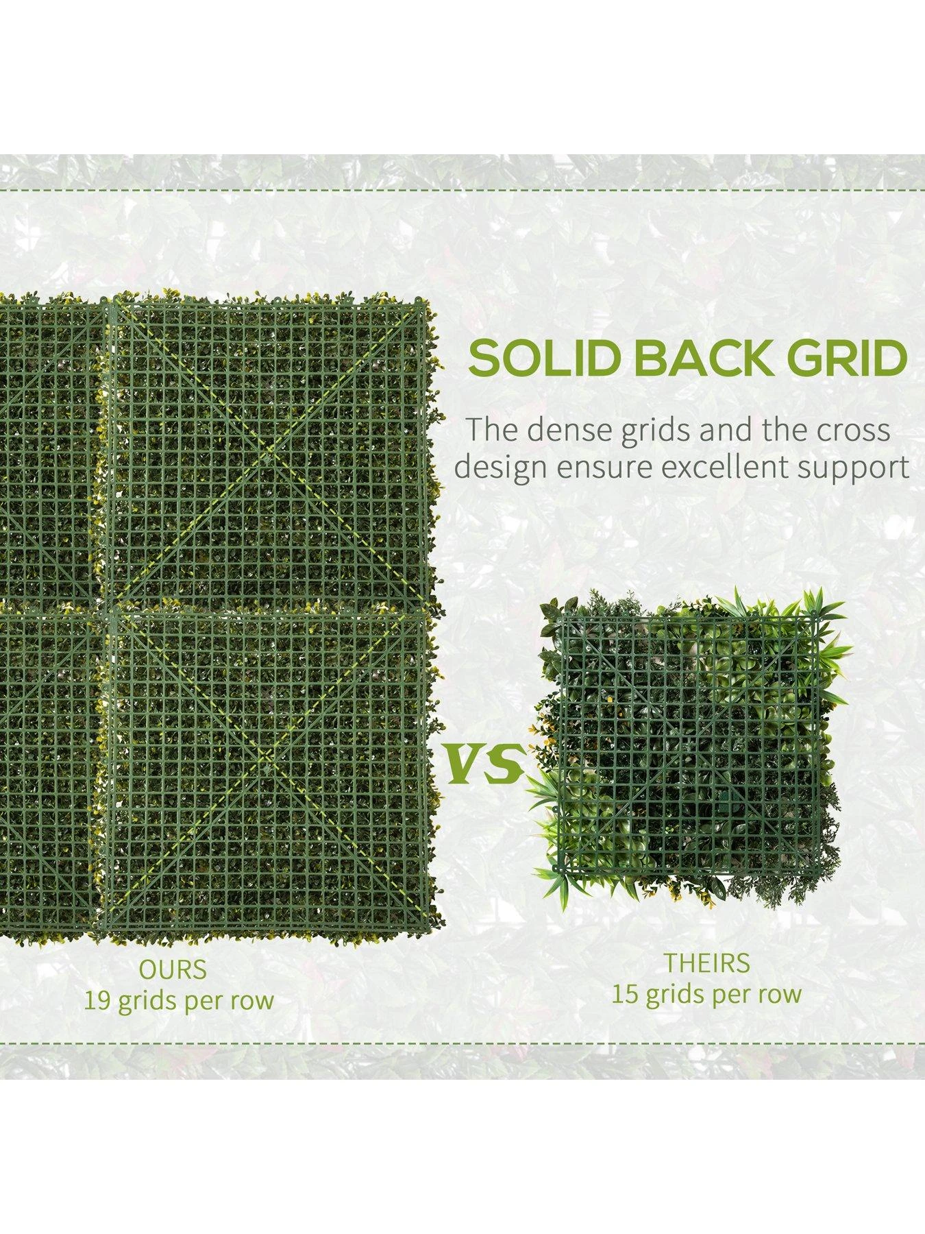 OutSunny 12-Piece 50cm X 50cm Artificial Boxwood Wall Panel - Milan Grass, Privacy Fence Screen 8 OutSunny 12-Piece 50cm X 50cm Artificial Boxwood Wall Panel - Milan Grass, Privacy Fence Screen - Image 6