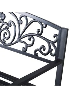 OutSunny 2-Seater Steel Garden Bench - Black -FurniHaven Shop VJO6U SQ6 0000000099 N A SLd2