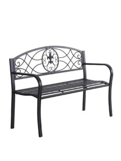OutSunny Metal Frame Bench - Black -FurniHaven Shop VJO6Z SQ2 0000000099 N A SLf
