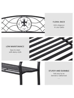 OutSunny Metal Frame Bench - Black -FurniHaven Shop VJO6Z SQ4 0000000099 N A SLd