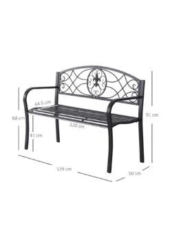 OutSunny Metal Frame Bench - Black -FurniHaven Shop VJO6Z SQ7 0000000099 N A DGy