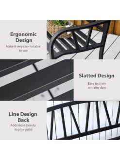 OutSunny 2-Seater Garden Bench Metal Loveseat With Decorative Backrest And Ergonomic Armrest -FurniHaven Shop VJO71 SQ4 0000000099 N A SLd